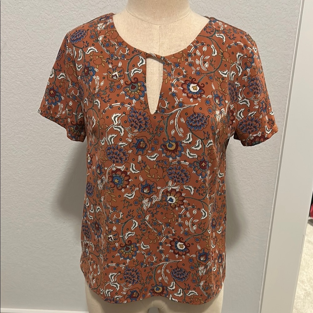 Floral Print Women's Top - Brown